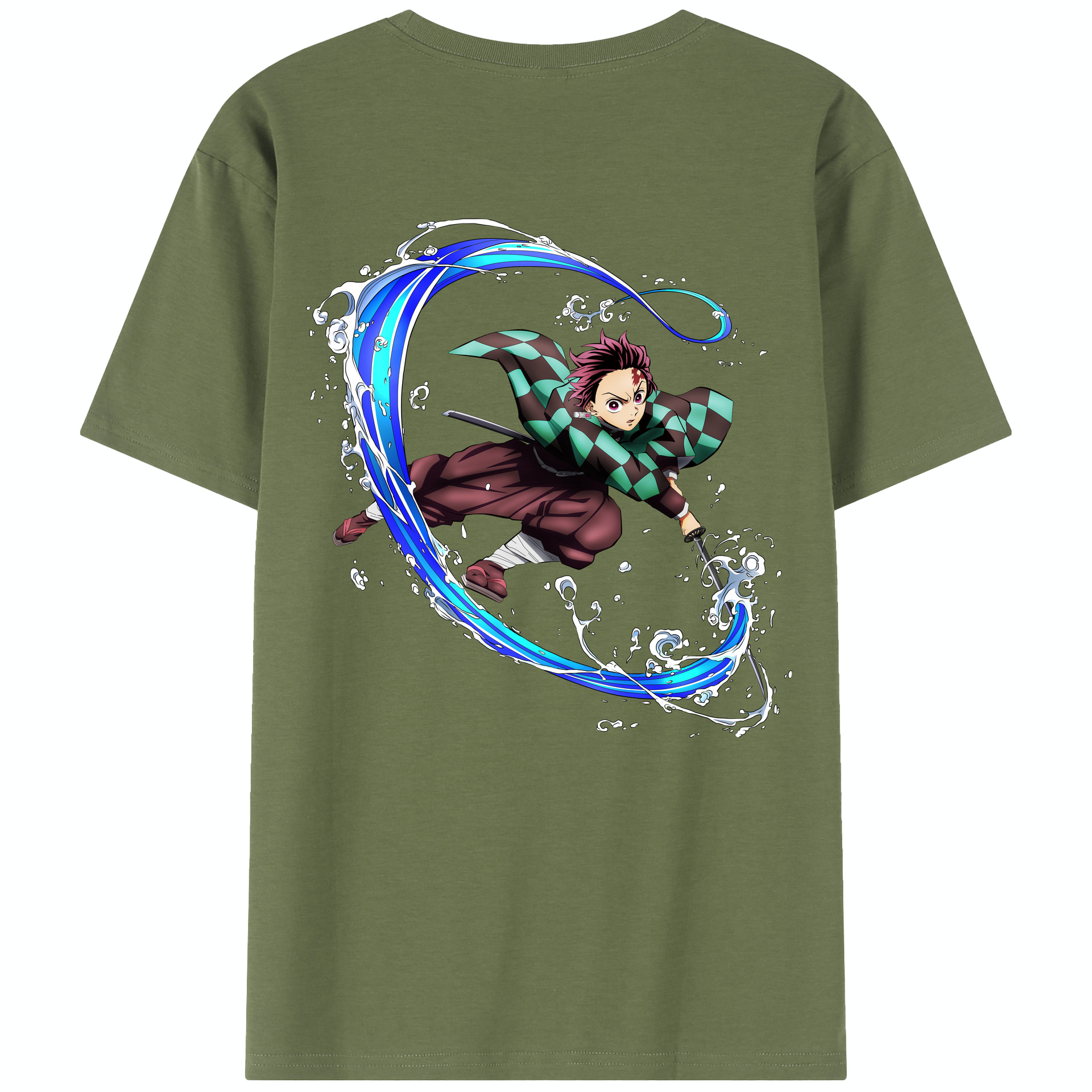 （画像用） 鬼滅の刃 竈門 炭治郎／かまど たんじろう Kamado Tanjirou 綿100％半袖Tシャツ（背面プリント）